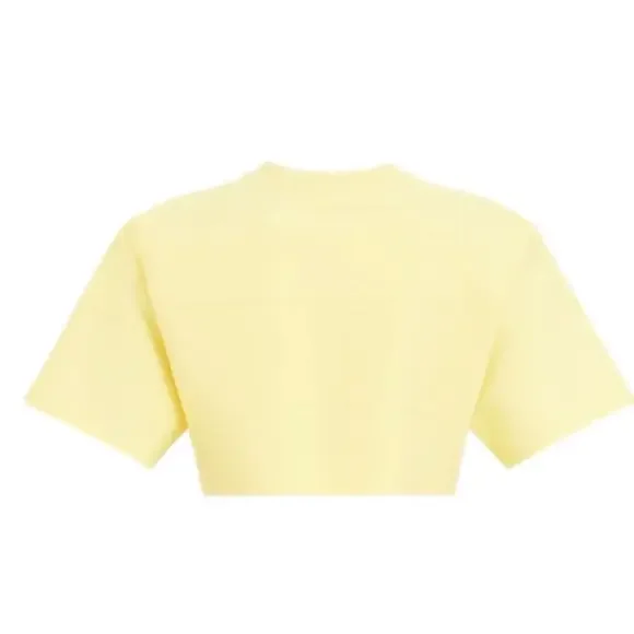 NWT HERVE LEGER Haute Couture YELLOW CROP BANDAGE SHORT SLEEVE TEE TOP SHIRT - Picture 8 of 8